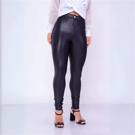 Calça Disco Feminina Couro Fake Hot Pants Bolso Tendência MercadoLivre