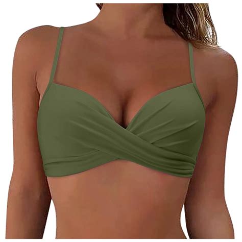 Linfrsh Swim Top Twist Front Tops For Women Bikini Top Bikini Top