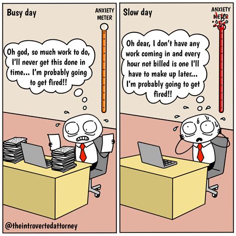 Busy vs. Slow Day at the Office | Funny Lawyer Comics & Gifts | Attorney Jokes – The Introverted