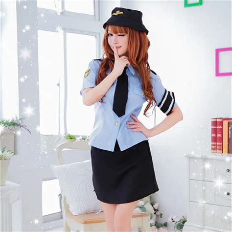 Police Uniform For Girls Sexy Lingerie Exotic Temptation Costumes Blue