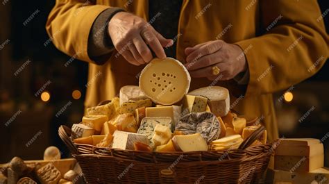 Premium Ai Image A Cheese Shop Owners Hand Arranging A Cheese