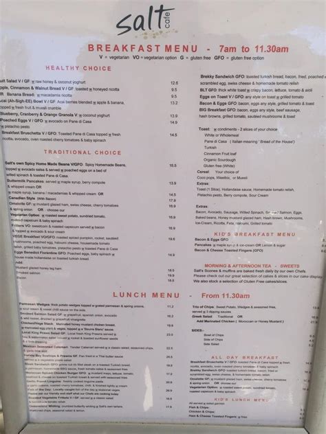 menu  salt cafe urangan urangan  esplanade