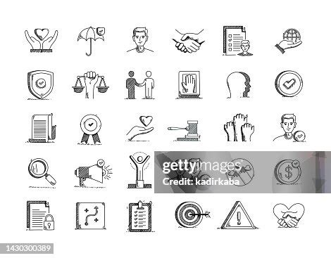 business ethics hand drawn vector doodle  icon set high res vector