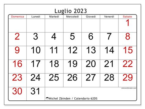 Calendario Luglio 2023