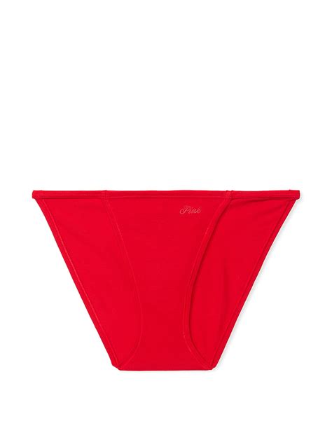 Buy Cotton String Bikini Panty Bright Vermillion Order Panties Online PINK
