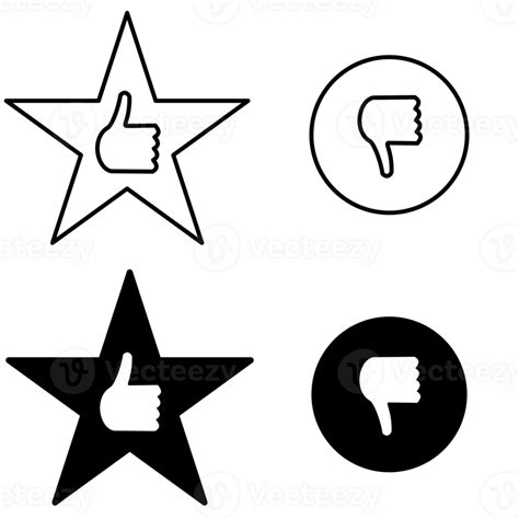 Hand Thumb Up Thumb Down On Star Admire And Dislike Icon Set 33534458 Png