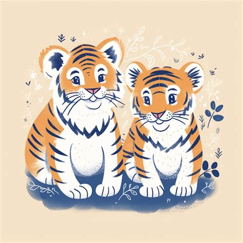 Premium Photo There Are Two Tigers Sitting Next To Each Other On A