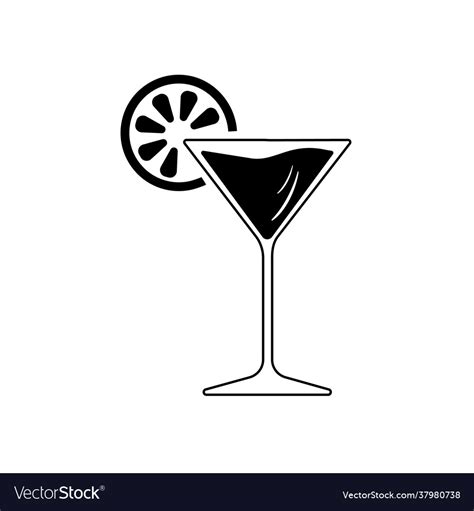 Martini Glass With Lemon Image Isolated On White Vector Image