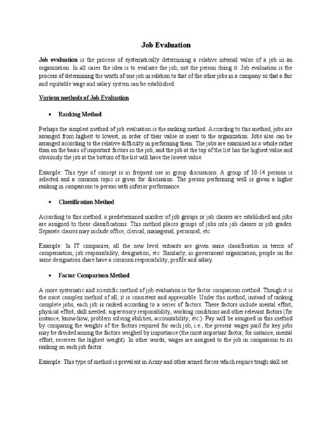 job evaluation job evaluation   process  systematically