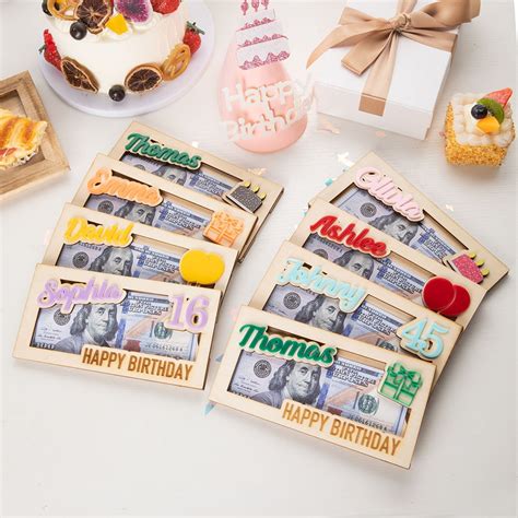 Customized Name Birthday Money Holder Money T Envelope Wooden