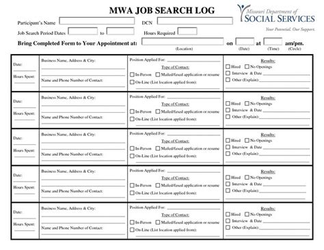 Job Search Log Template 6 Free Pdf Printables Printablee Goals