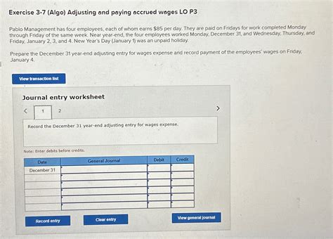 Solved Exercise Algo Adjusting And Paying Accrued Chegg