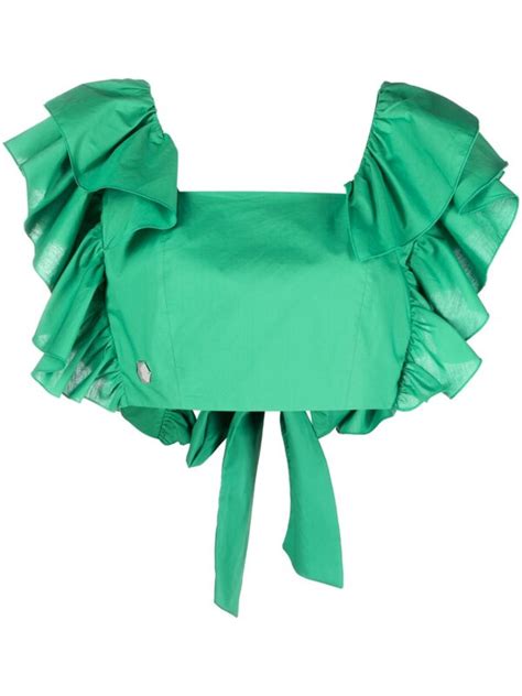 Buy Philipp Plein Volant Ruffled Cropped Top Green At 39 Off