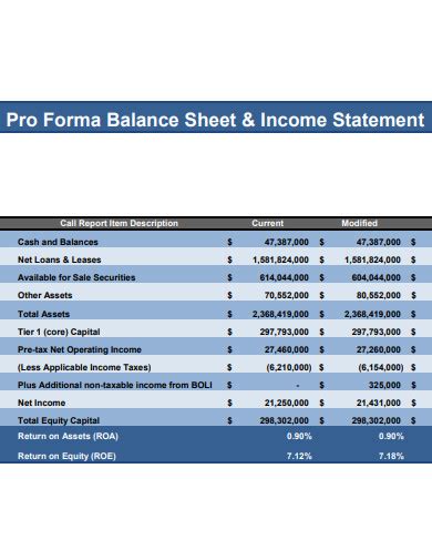 FREE 10+ Pro Forma Balance Sheet Samples in PDF