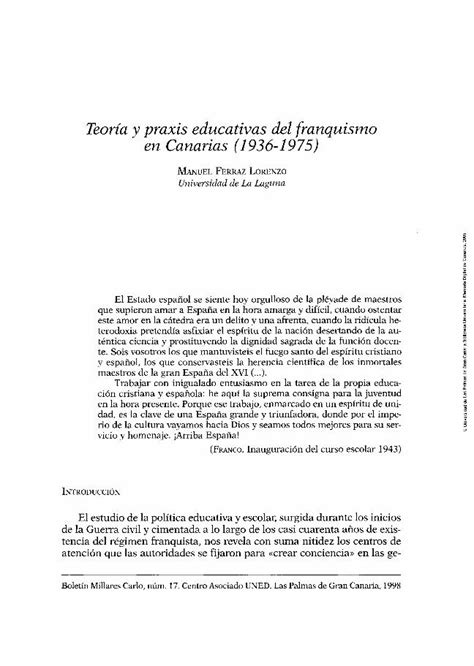 PDF Teoría y praxis educativas del franquismo en Teoría y praxis