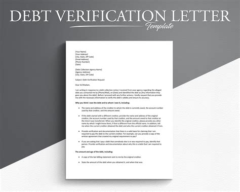 Debt Verification Letter Template. Google Docs/microsoft Word. - Etsy UK
