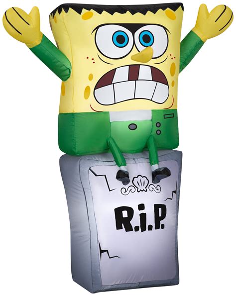 Gemmy Airblown Inflatable Spongebob As Monster On Tombstone Nick 3 Ft