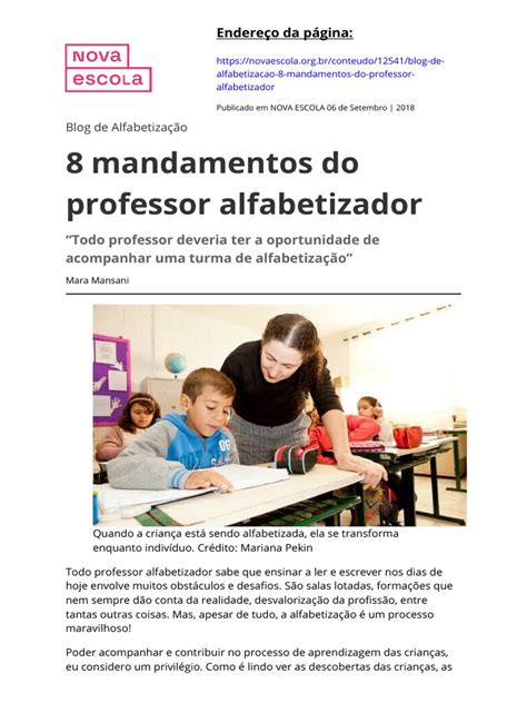 O Professor Alfabetizador Quando Exerce A Função De Escriba - 8 Mandamentos Do Professor Alfabetizador | PDF | Alfabetização ...