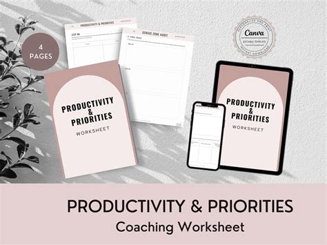 Productivity & Priorities Worksheet Template - Time Management ...