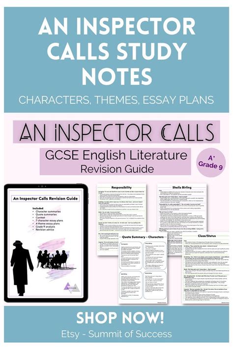 An Inspector Calls English Literature Gcse Revision Guide Study Notes