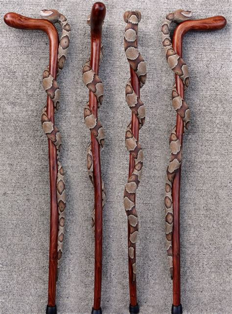 Copperhead Wrapped Walking Cane 36 Stinnett Sticks Hand Carved