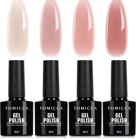 Tomicca Jelly Pink Gel Nail Polish Set Pcs Sheer Almond White Pink Nude Gel Polish Uv Gel