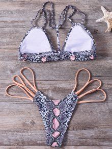 T Back Snakeskin Bikini Set In COLORMIX ZAFUL