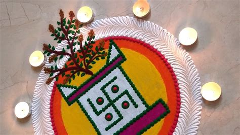 Tulsi Vivah Rangoli 2020 | तुलसी विवाह रंगोली Tulsi Vrindavan Rangoli ...