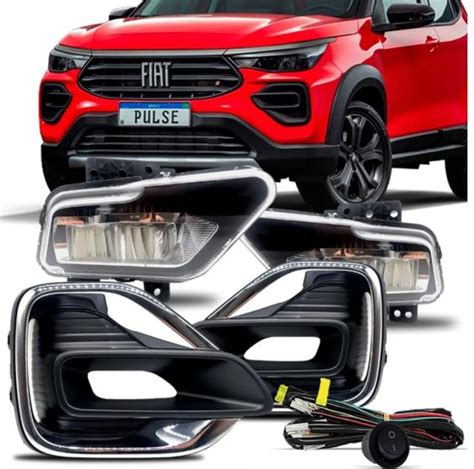 Kit Farol De Milha Fiat Pulse Drive 2022 2023 Moldura Cromada SUNS