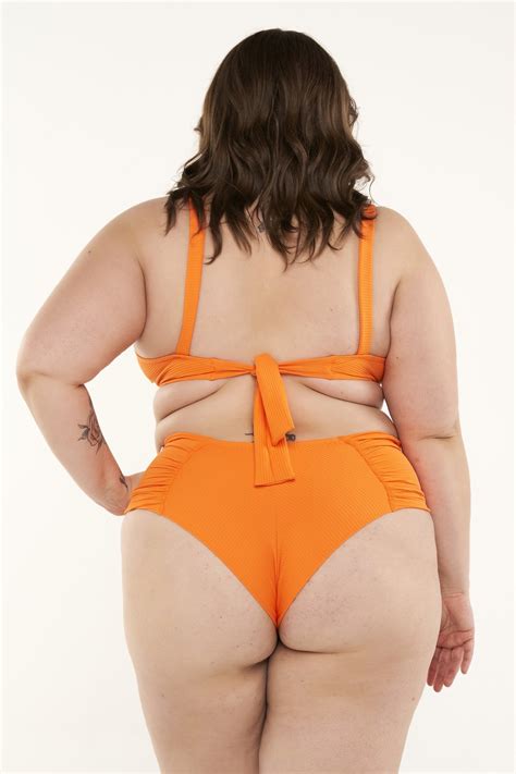 Sutiã Biquíni Meia Taça Plus Size Laranja Texturizado Ilha Bikini