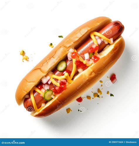 Delicious Hot Dog with Onions and Chili - a Mouthwatering Treat Stock