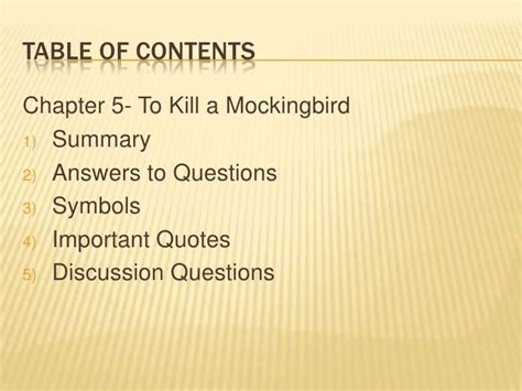 To Kill A Mockingbird Chapter 5