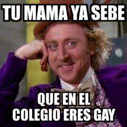 Meme Willy Wonka Tu Mama Ya Sebe Que En El Colegio Eres Gay