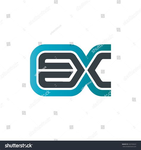 Initial Letter EX Linked Design Logo Blue Black Royalty Free Stock