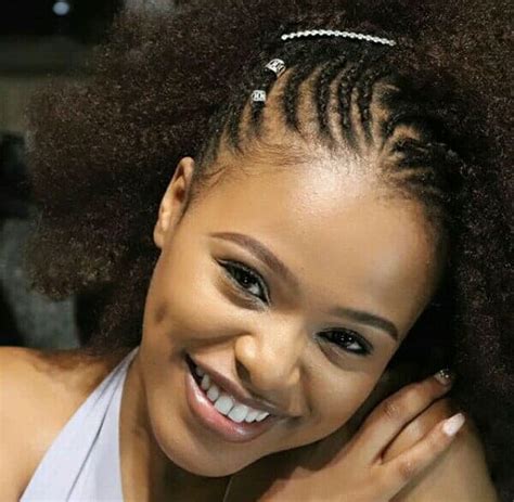 Clipkulture Natasha Thahane In Lovely Cornrows And Afro Hairstyle