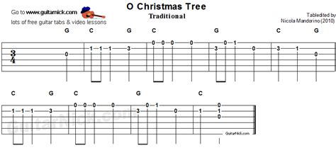 O CHRISTMAS TREE Easy Guitar Tab: GuitarNick.com