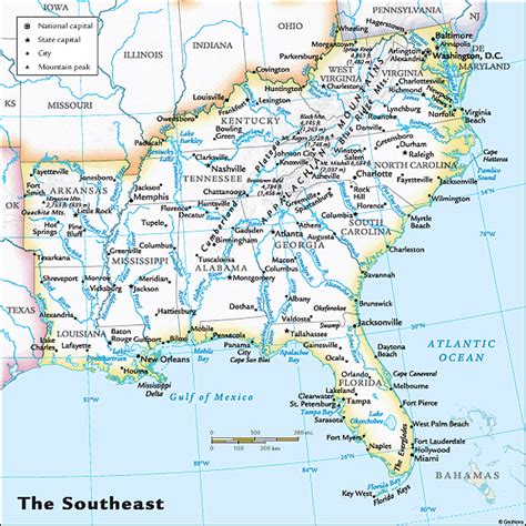 Southeast Usa Road Map Oppidan Library