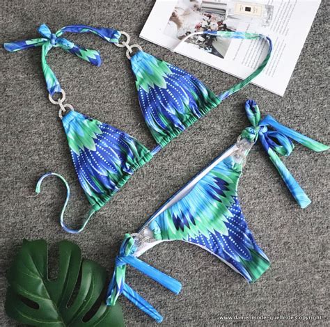 Bikinis Und Badeanz Ge Shiny Kristall Diamant Bikini In Blau