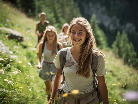 Group of girls hiking | Premium AI-generated image