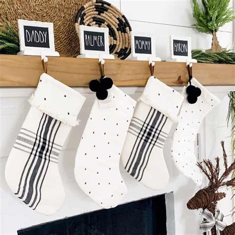 Black And White Christmas Stockings On Mantel Soul And Lane
