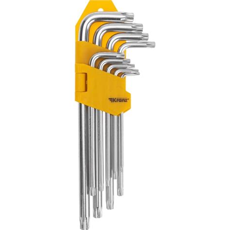 Набор имбусовых ключей Tamper-Torx KRANZ 9 шт., удлиненные KR-12-5221 ...