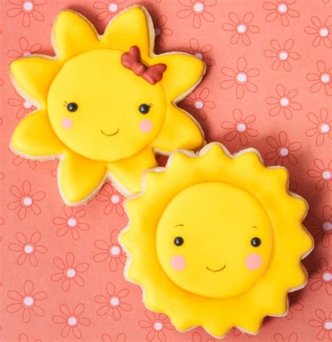 Sun Decorated Iced Cookies Icingcookies Kawaii Sunshine Cookies 🌻🌞