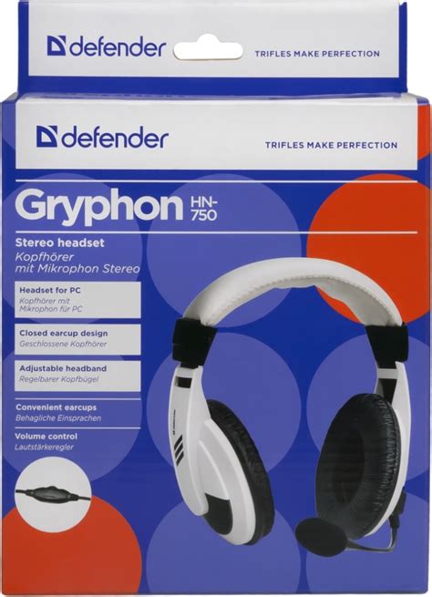 Гарнитура DEFENDER Gryphon HN-750 белая купить по цене 1 150₽, описание ...