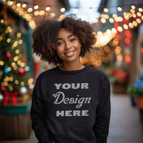 Christmas Sweater Mockup Model Mockup Black Sweatshirt Mockup Christmas