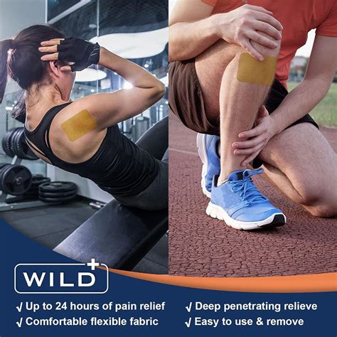 WILD+ Pain Relief Patch 12PCS - Max Strength Heat Patches for Back