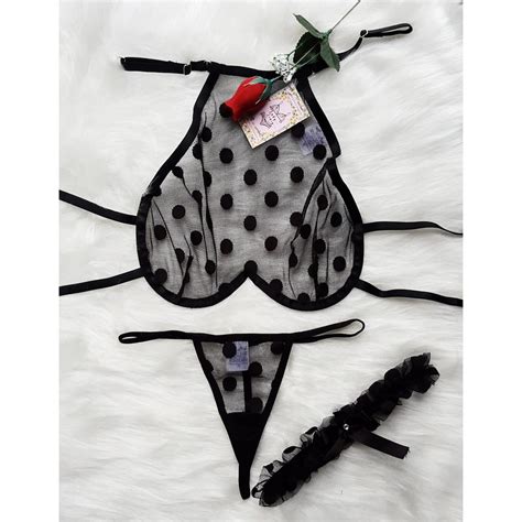 Conjunto Lingerie Sexy Sensual Tule Transparente Moda Feminina Shopee