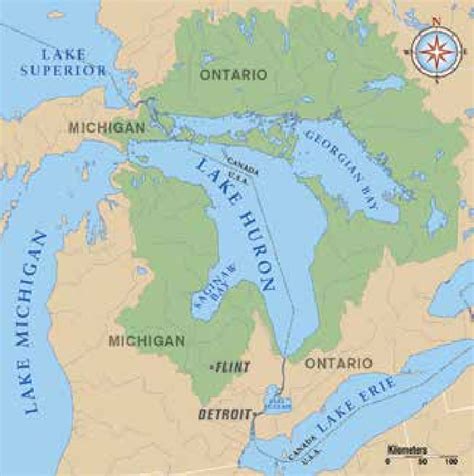 The Lake Huron Watershed Straddles The Border Between The United States