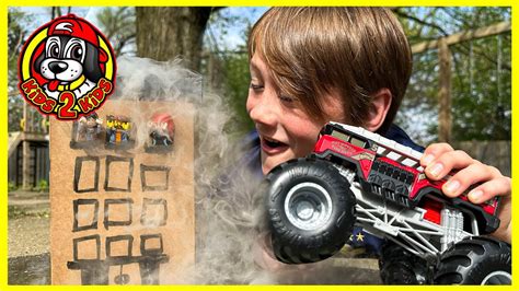 FIRE TRUCK TOY RESCUE Monster Jam Hot Wheels Monster Trucks COMPILATION YouTube