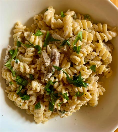 Mushroom Fusilli With Three Cheese Sauce