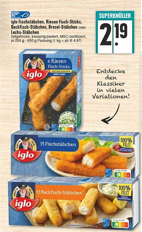 Iglo Fischstäbchen Riesen Fisch Sticks Backfisch stäbchen Brezel